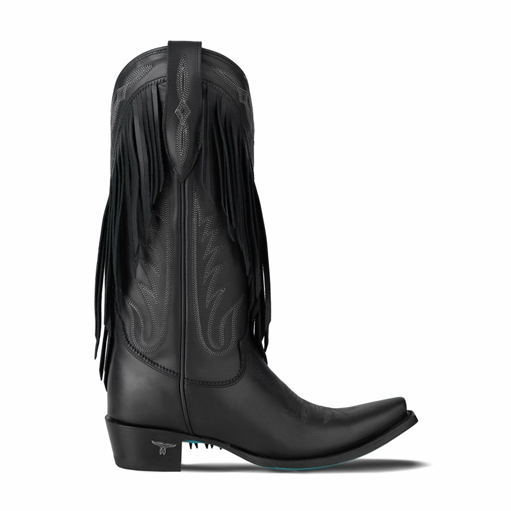 Senita Falls Fringe Embroidered Snipped Toe Boot subtle style
