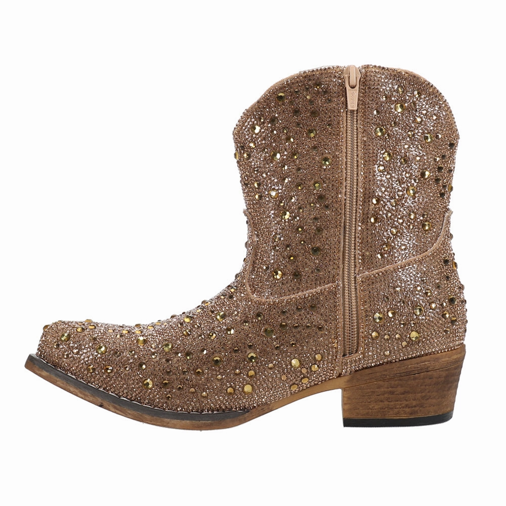 Brown Earth Shay Jewells Rhinestone Snip Toe Cowboy Booties