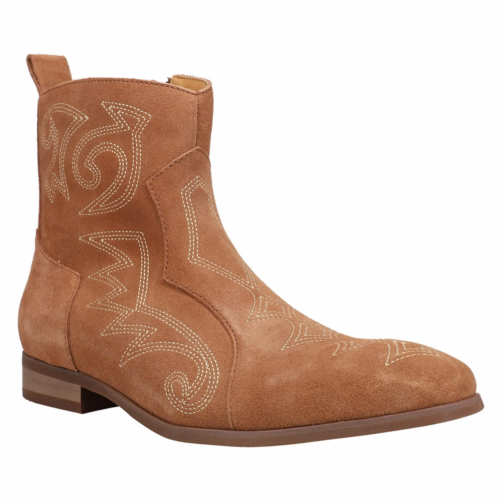 Brooks Embroidered Round Toe Pull On Boots Working luxury - level