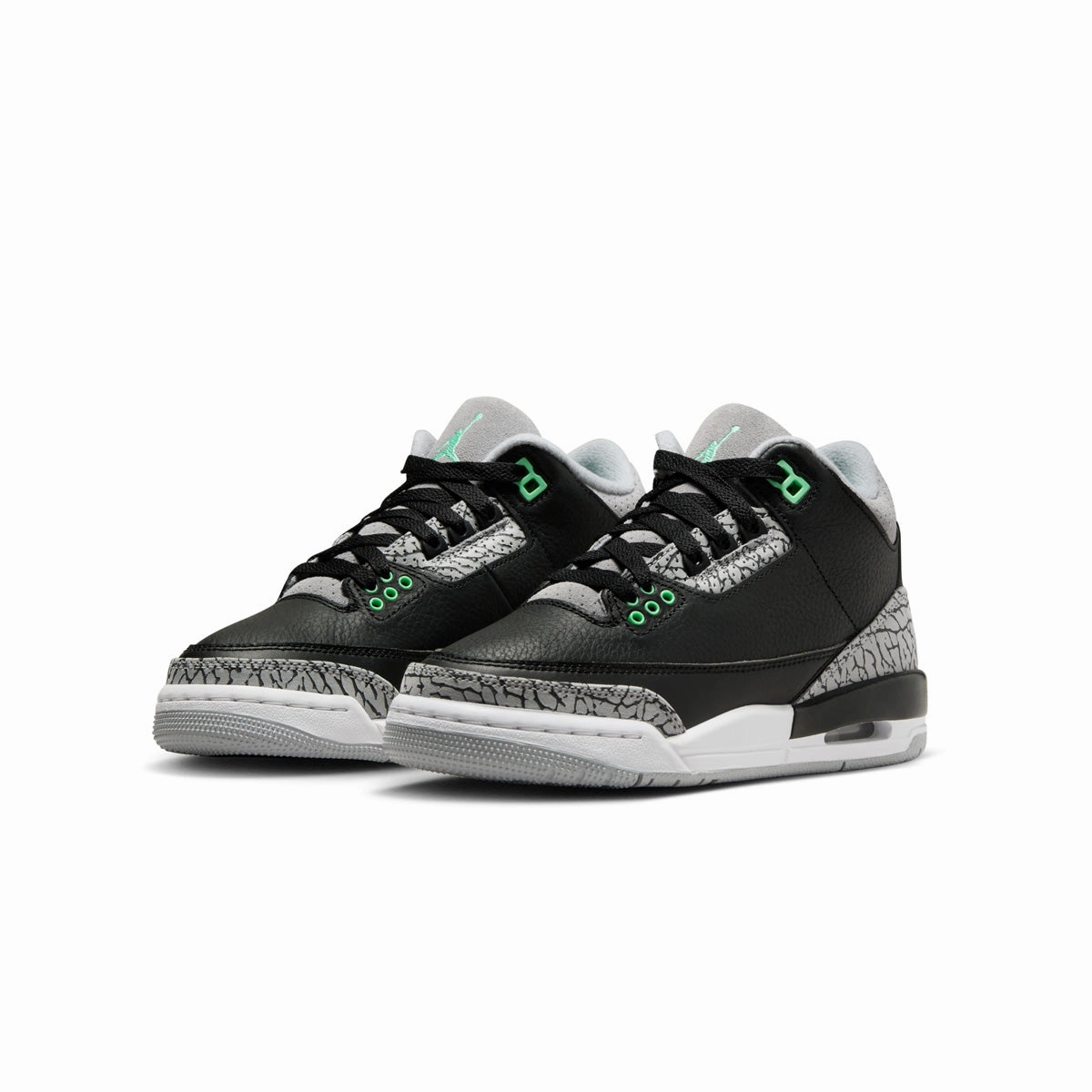 strap - on style Non Constricting Fit Kids Air Jordan 3 Retro 'Green Glow'