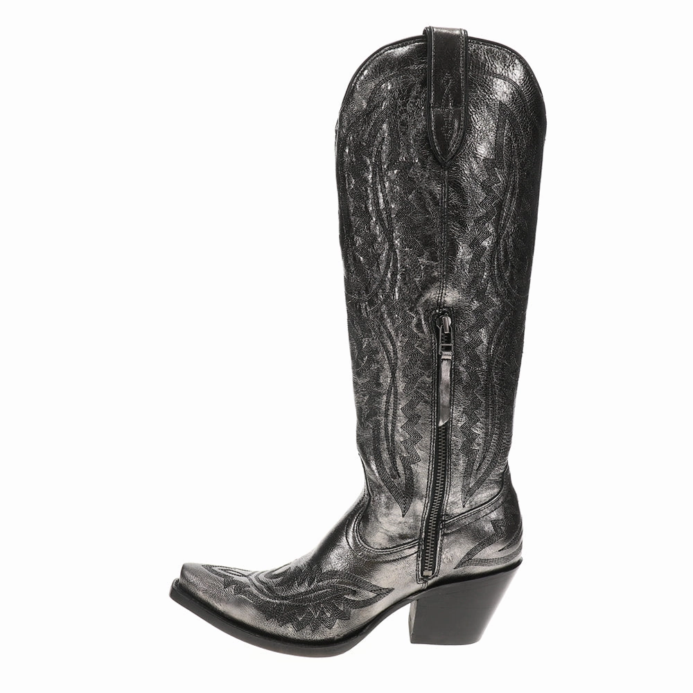 Casanova Embroidered Snip Toe Zippered Cowboy Boots Mid Rise Good Arch Support