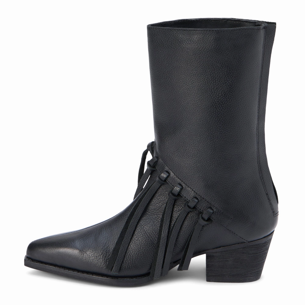 Buck Fringe Pointed Toe Pull On Boots Durable Look