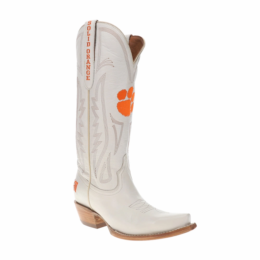 Clemson University Gameday Embroidered Snip Toe Cowboy Boots Subtle Lines Quick Drying Mountain Climber