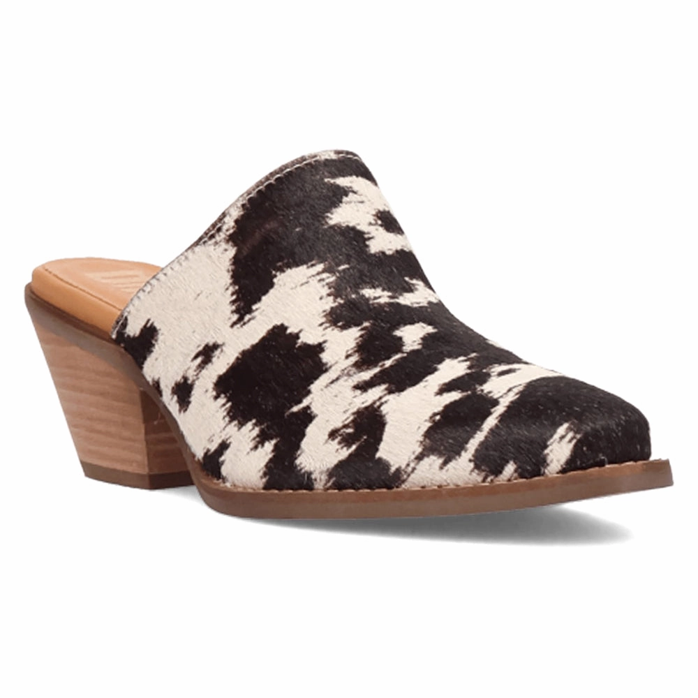 Supportive Design Tokyo Mode Calico Cow Round Toe Mule Slip On Boots