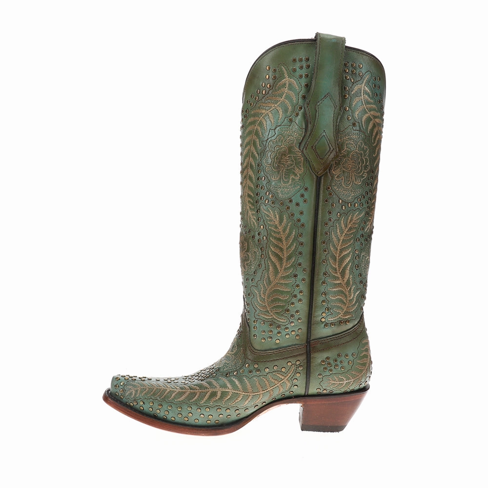 Studded Embroidered Snip Toe Pull On Cowboy Boots Anti Odor Snowy Path