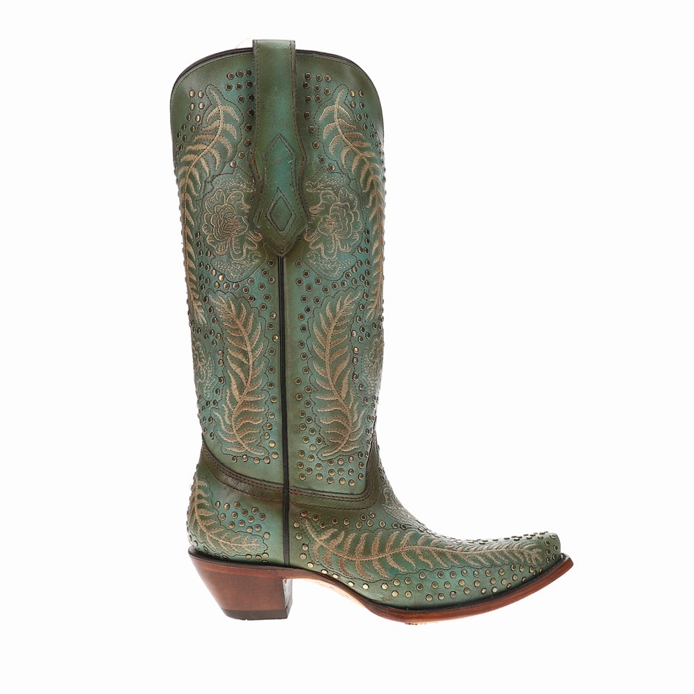 Mud Resistant Winter Walker Studded Embroidered Snip Toe Pull On Cowboy Boots