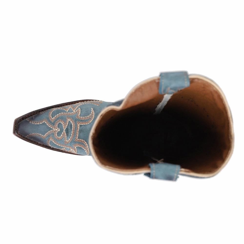 Effortless Style Businessman Blue Jean Embroidered Snip Toe Cowboy Boots