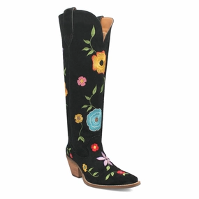 Flower Power Embroidered Floral Snip Toe Pull On Cowboy Boots Rugged Built River Crossing Cozy Interior