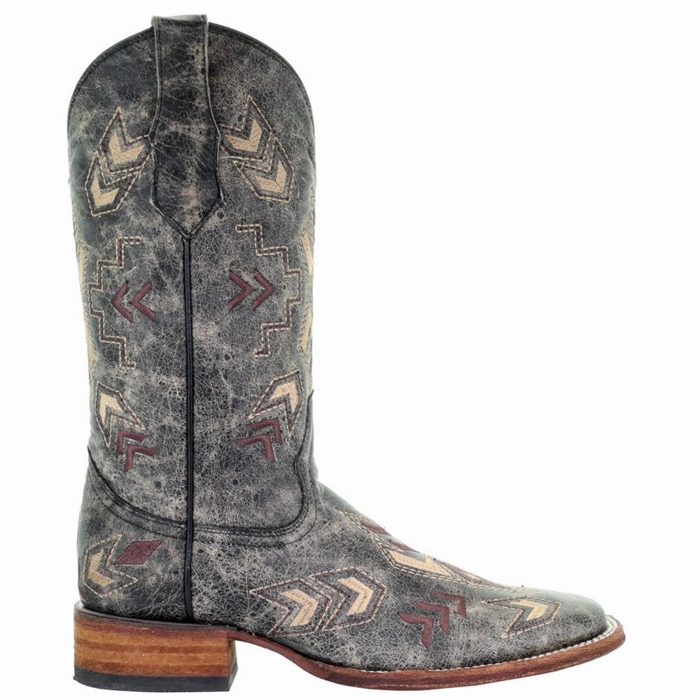 Quick   Dry Embroidered Square Toe Cowboy Boots