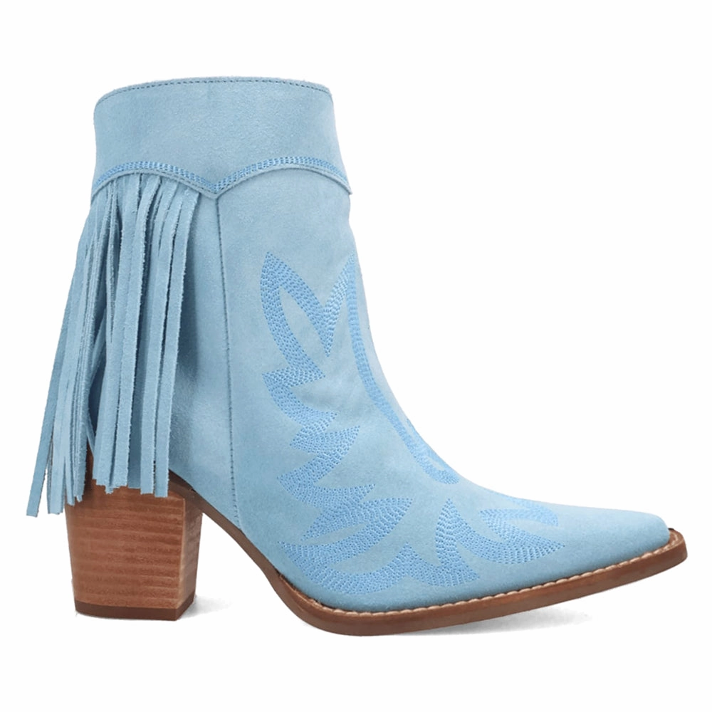 Cushioned Step Windy Weather Wild Sage Fringe Snip Toe Zippered Cowboy Booties