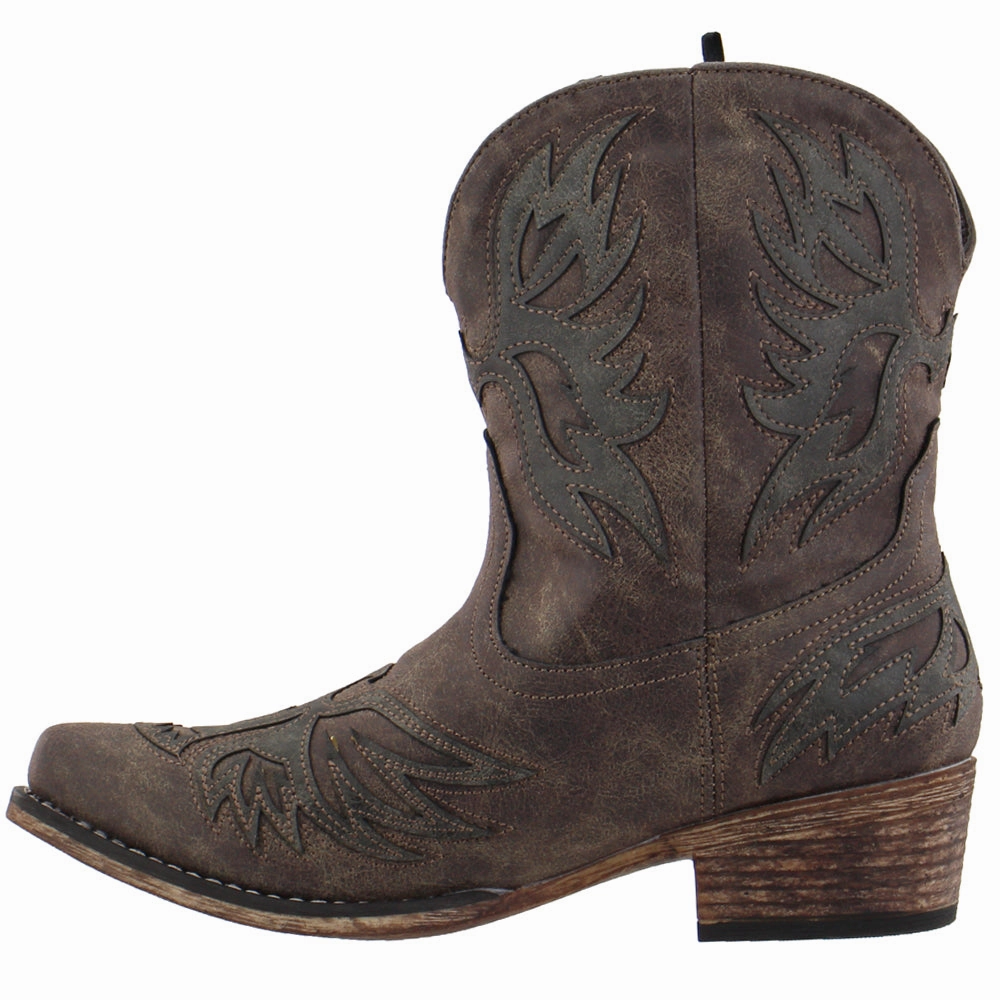 Amelia Tooled Inlay Snip Toe Cowboy Booties Every Condition