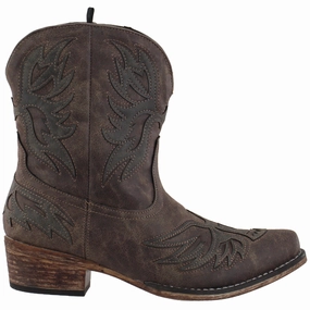 Farmer Amelia Tooled Inlay Snip Toe Cowboy Booties