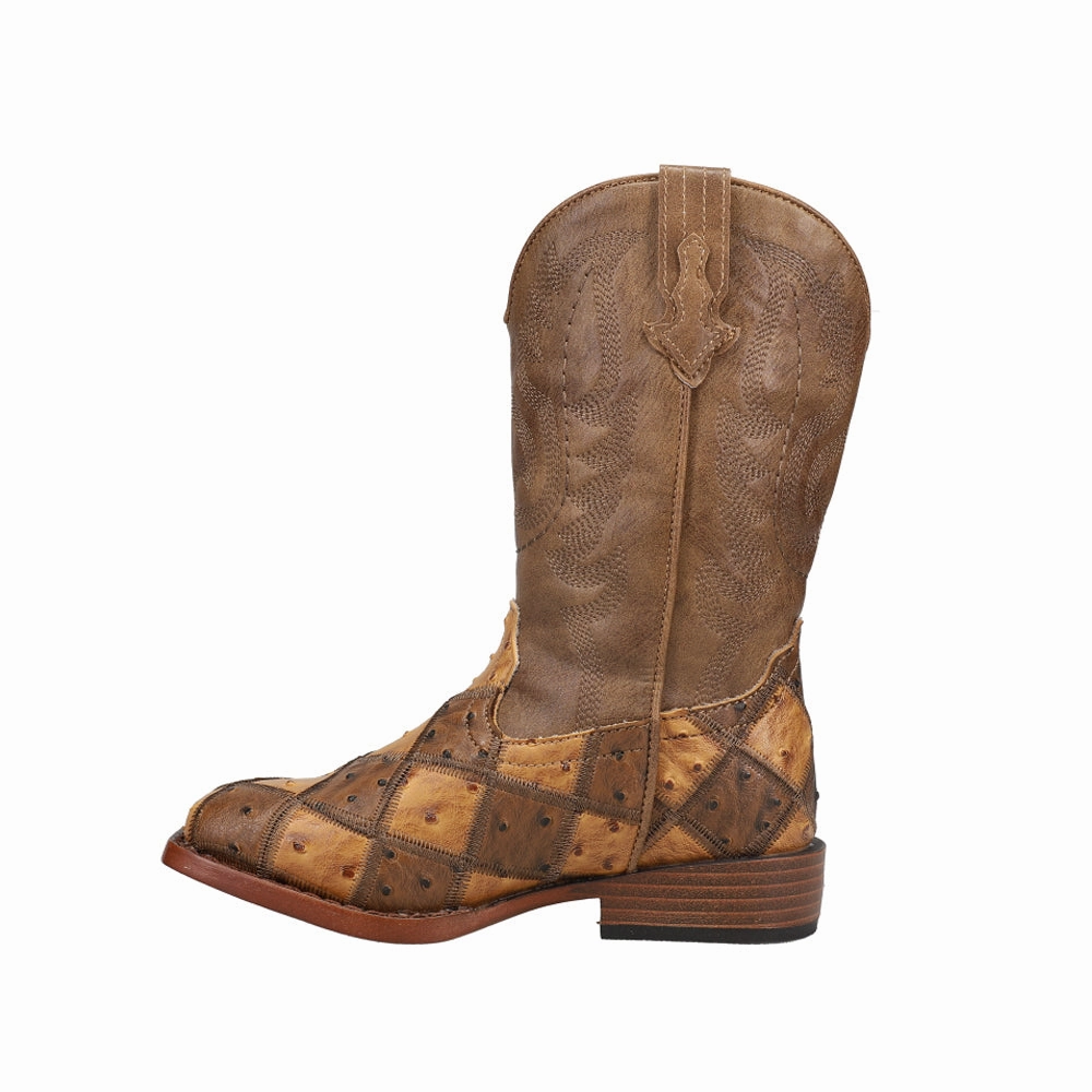 Korean Trend Bird Blocks Square Toe Cowboy Boots (Little Kid)