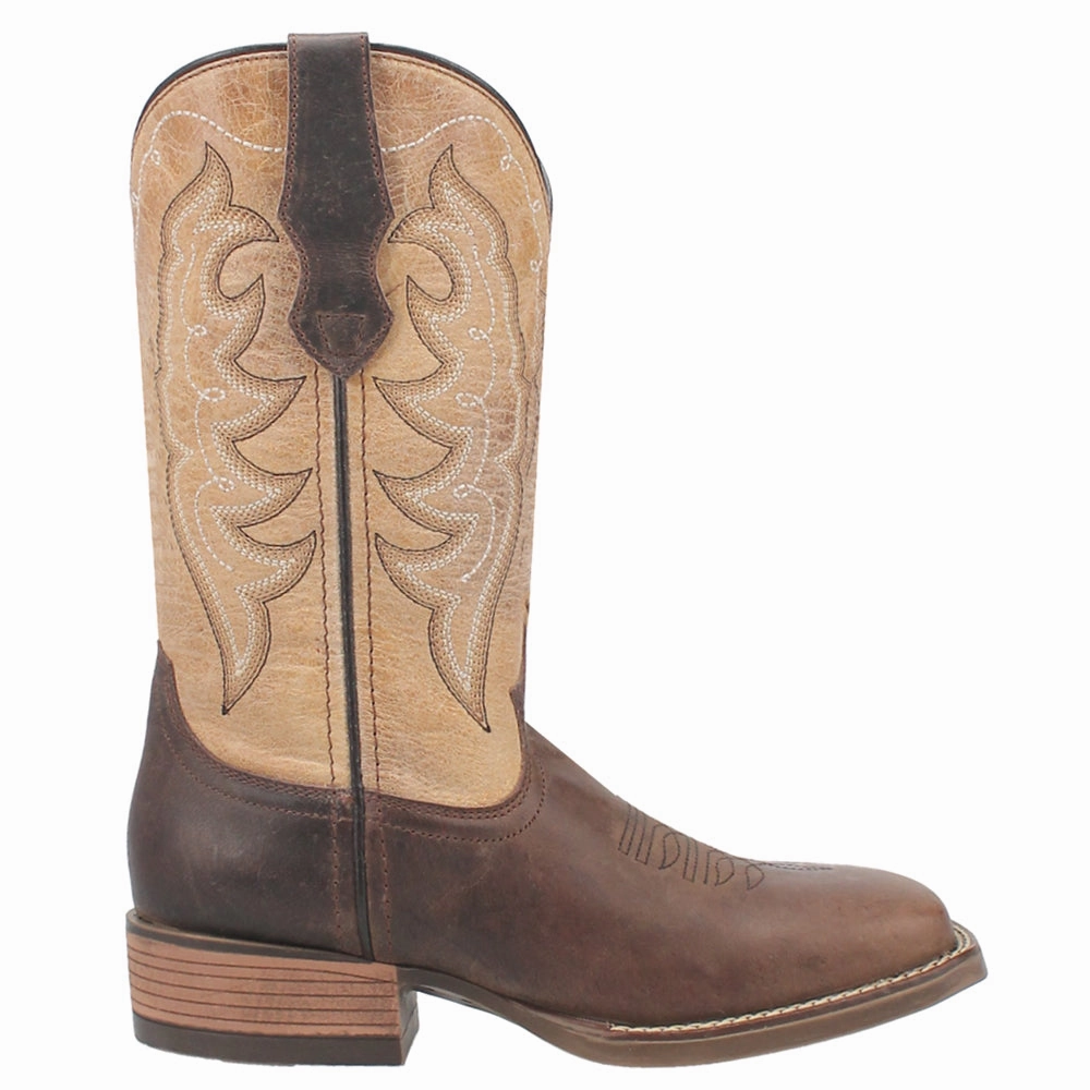 Delaney Embroidery Square Toe Cowboy Boots Slim Line
