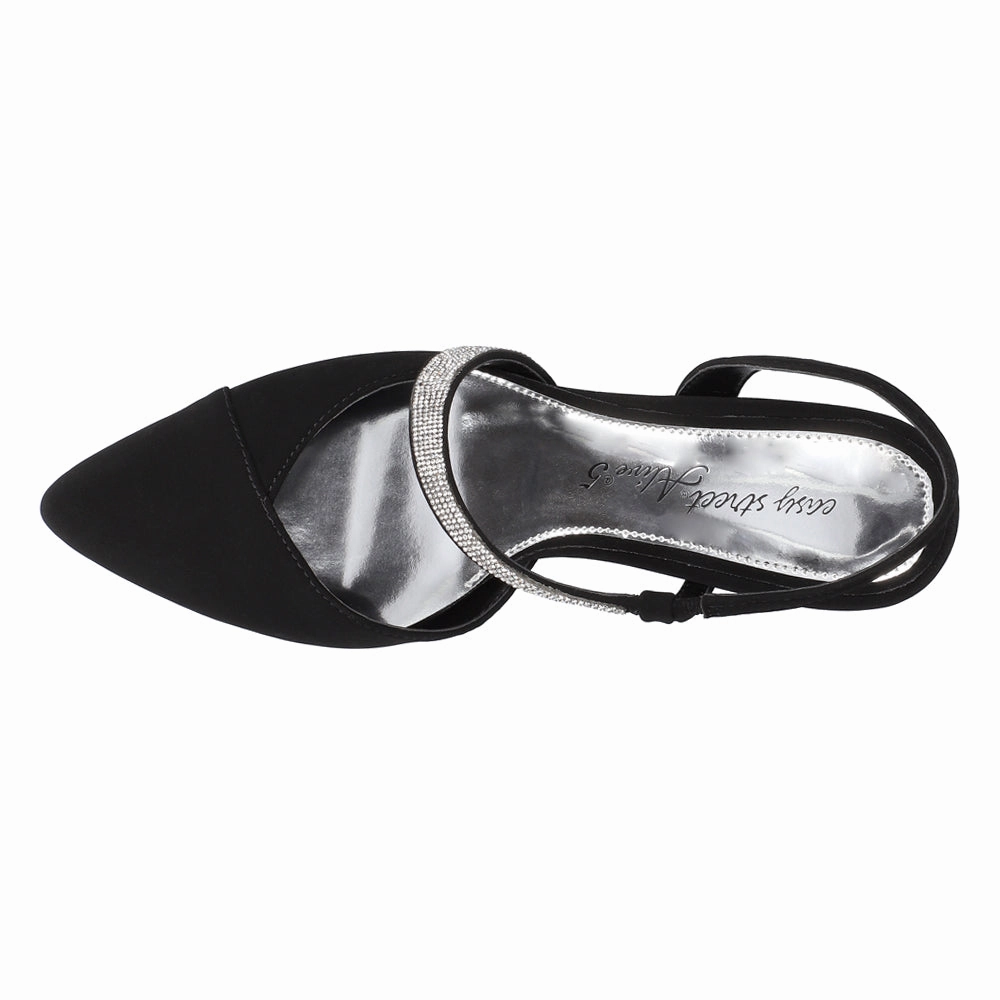 Emerald Rhinestone Pointed Toe Evening Pumps Wide fit