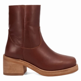 Roxy Round Toe Block Heel Zippered Boots TPU Outsole Vintage Style