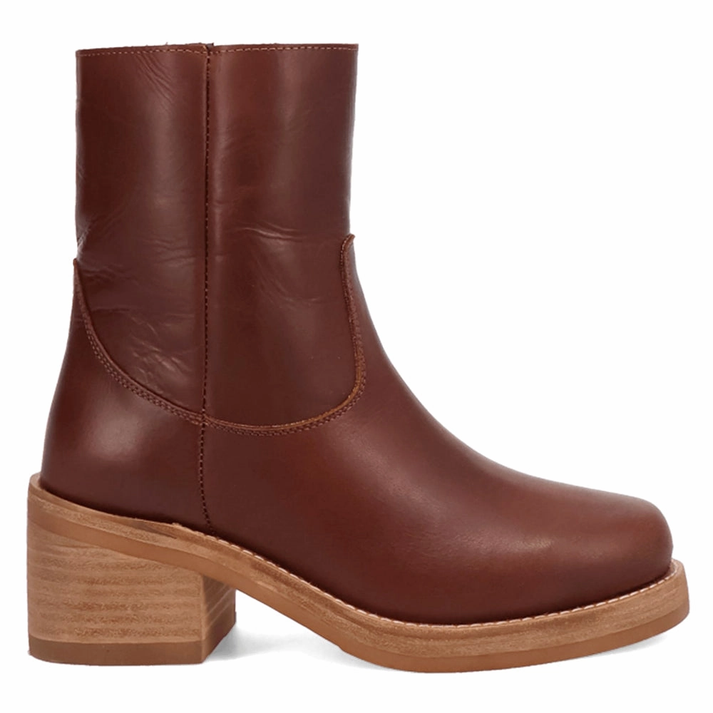 Roxy Round Toe Block Heel Zippered Boots TPU Outsole Vintage Style