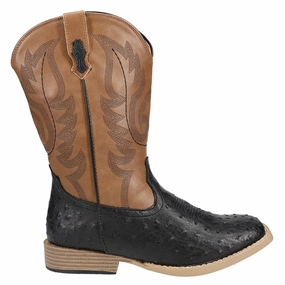 Seamless Comfort Outdoor Explorer Bumps Embroidered Square Toe Cowboy Boots (Big Kid)