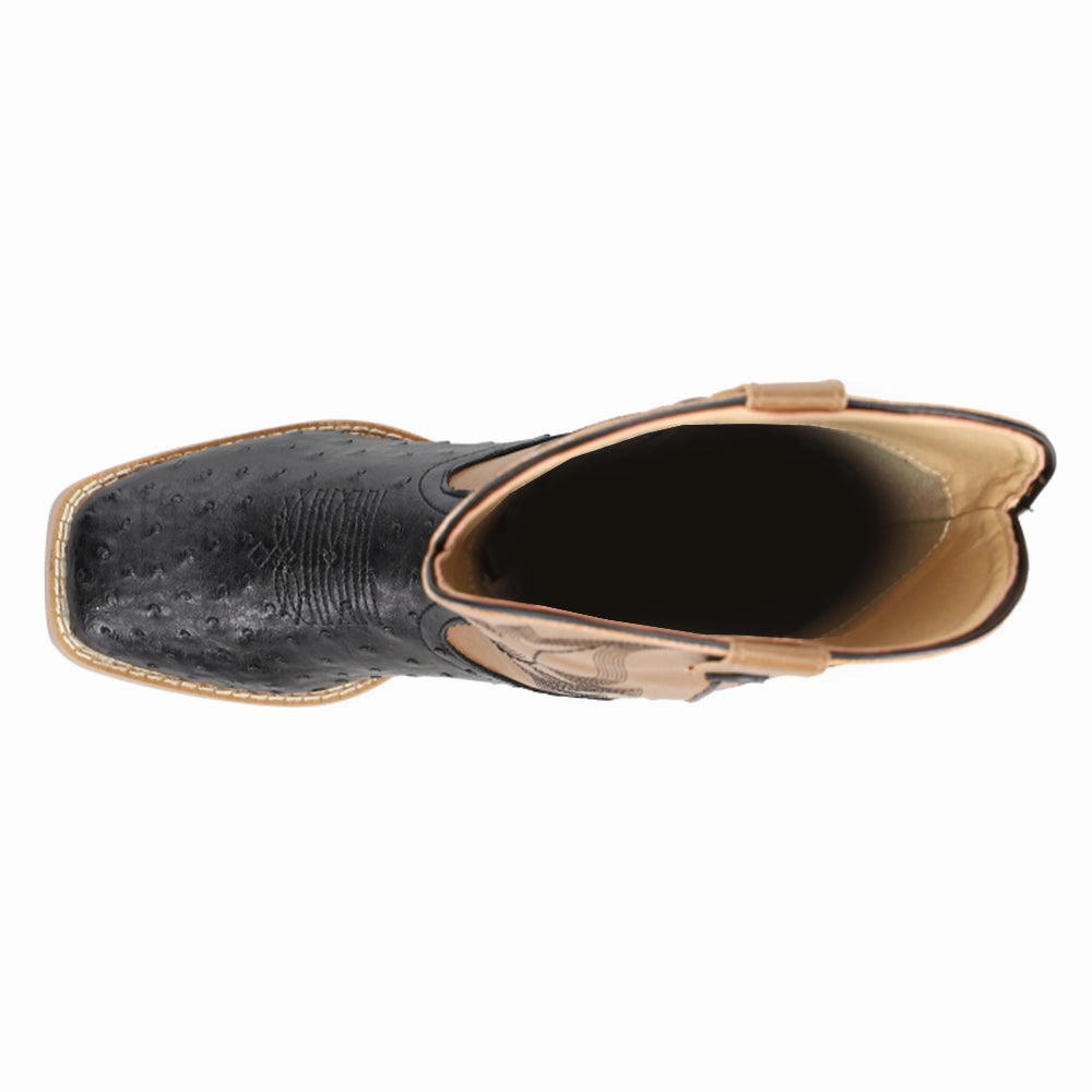 Bumps Embroidered Square Toe Cowboy Boots (Big Kid) Reinforced