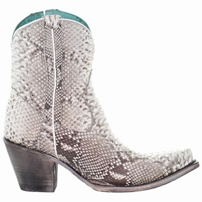 Snakeskin Snip Toe Pull On Cowboy Booties Waterproof River Crossing Mesh Upper