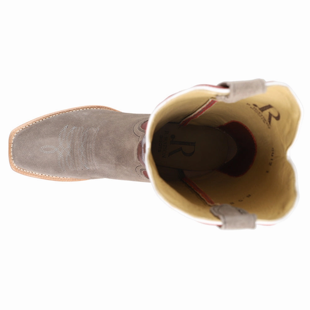 Practical Style Charcoal Brush Off Embroidered Square Toe Cowboy Boots