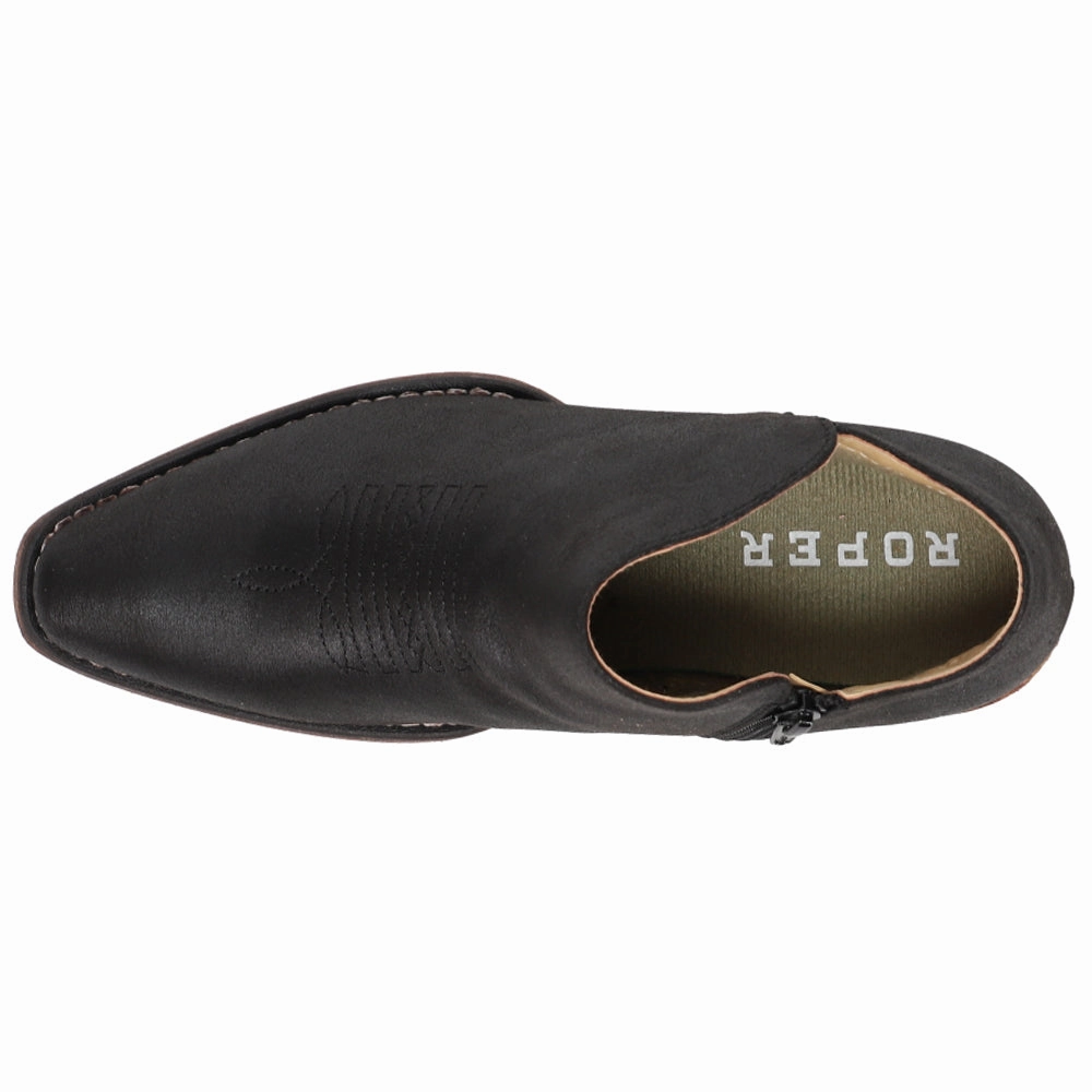 Sofia Snip Toe Zippered Cowboy Booties Noise Reducing Heel