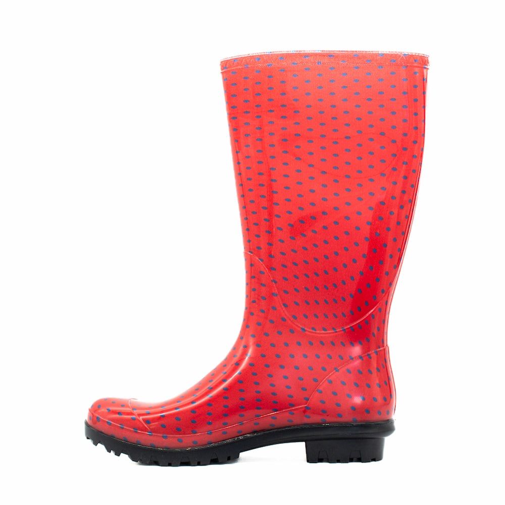 Cushion Zone Southern Methodist University Polka Dot Round Toe Rain Boots