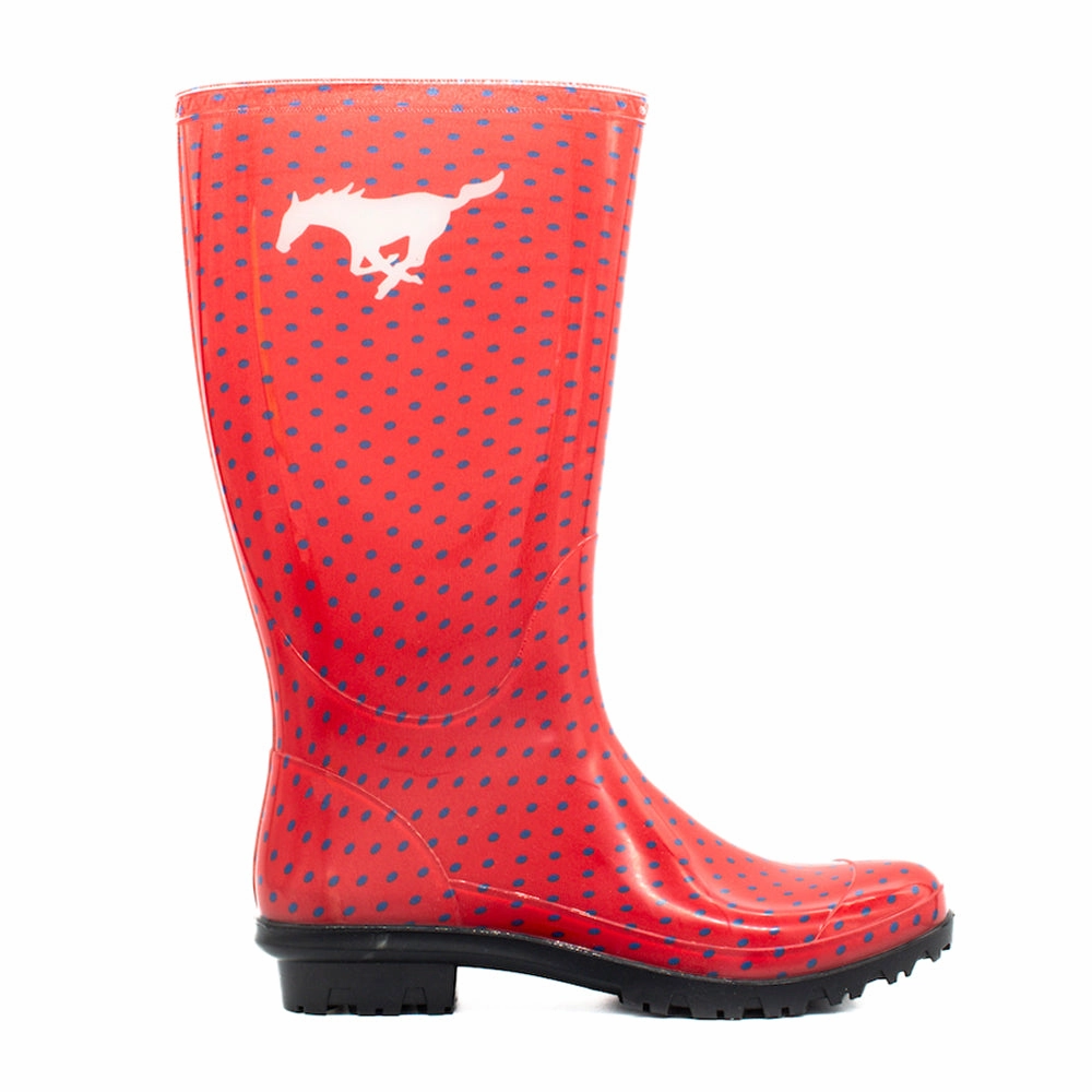 Southern Methodist University Polka Dot Round Toe Rain Boots Breathable Nature Lover