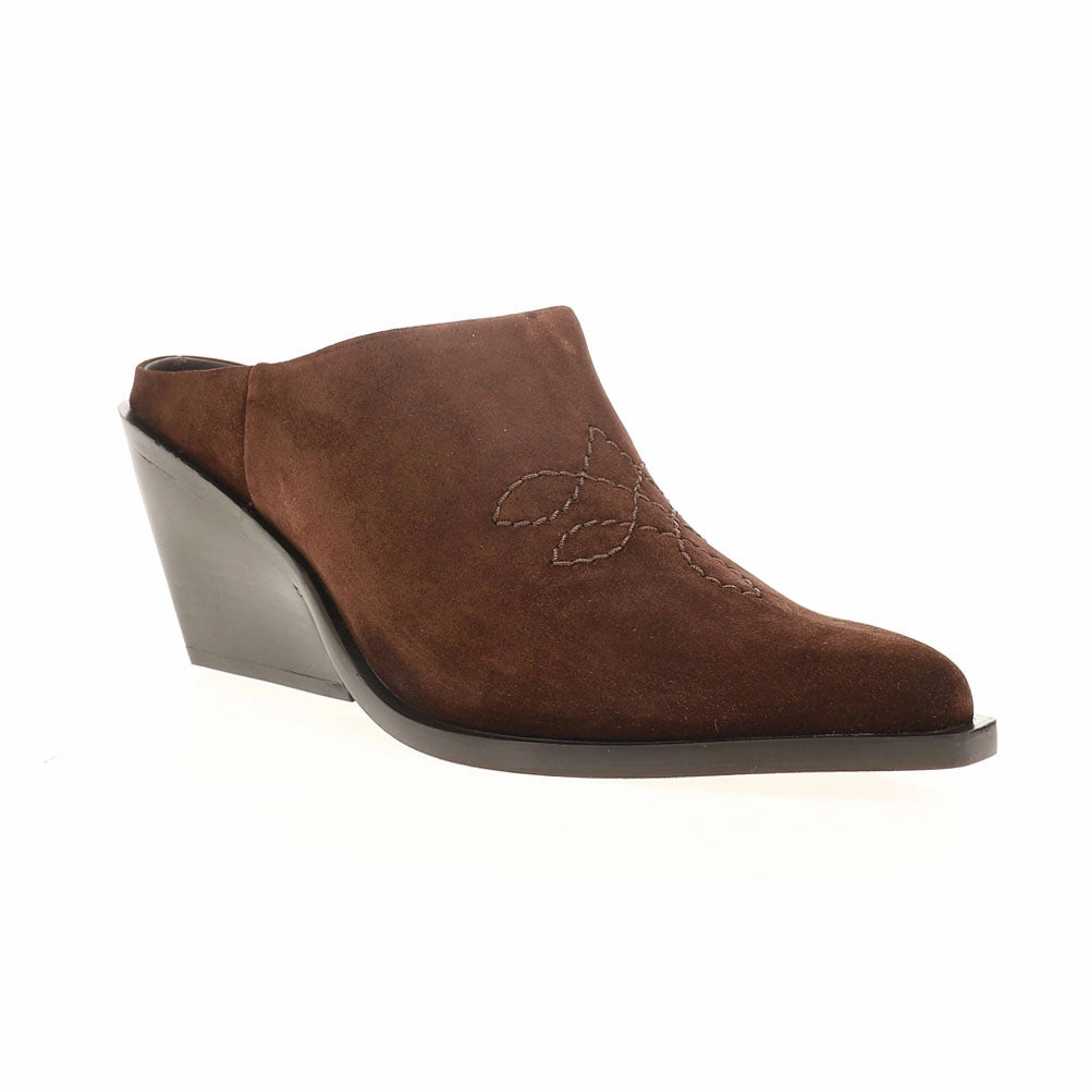 Spirit Embroidered Pointed Toe Mule Cowboy Booties Layered Support