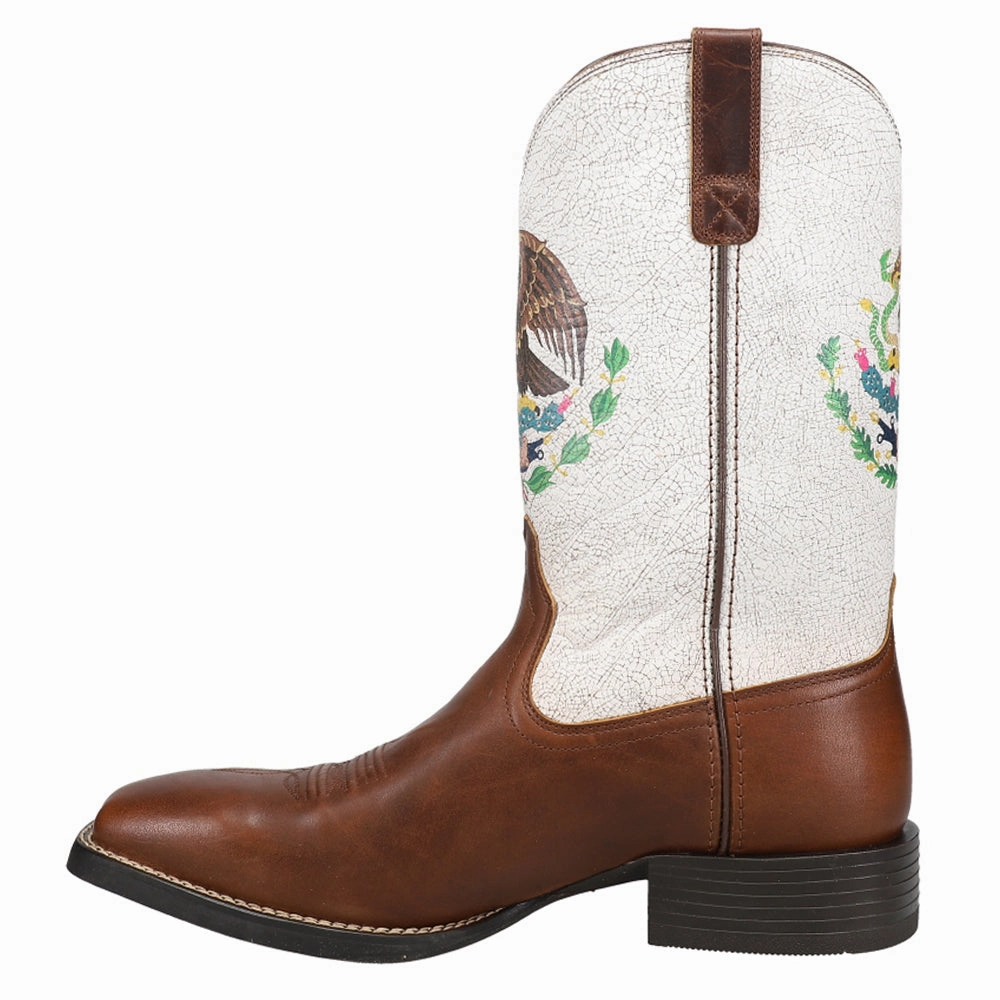 Sport Orgullo Mexicano Patriotic Square Toe Pull On Cowboy Boots Retro-inspired cushioning