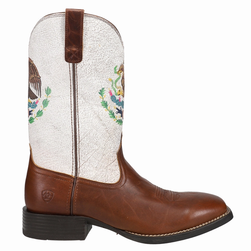 Sport Orgullo Mexicano Patriotic Square Toe Pull On Cowboy Boots Multi Density Midsole Orthopedic Molded Design