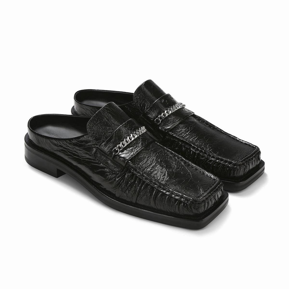 yoga shoes Square Toe Mule 'Black High Shine'