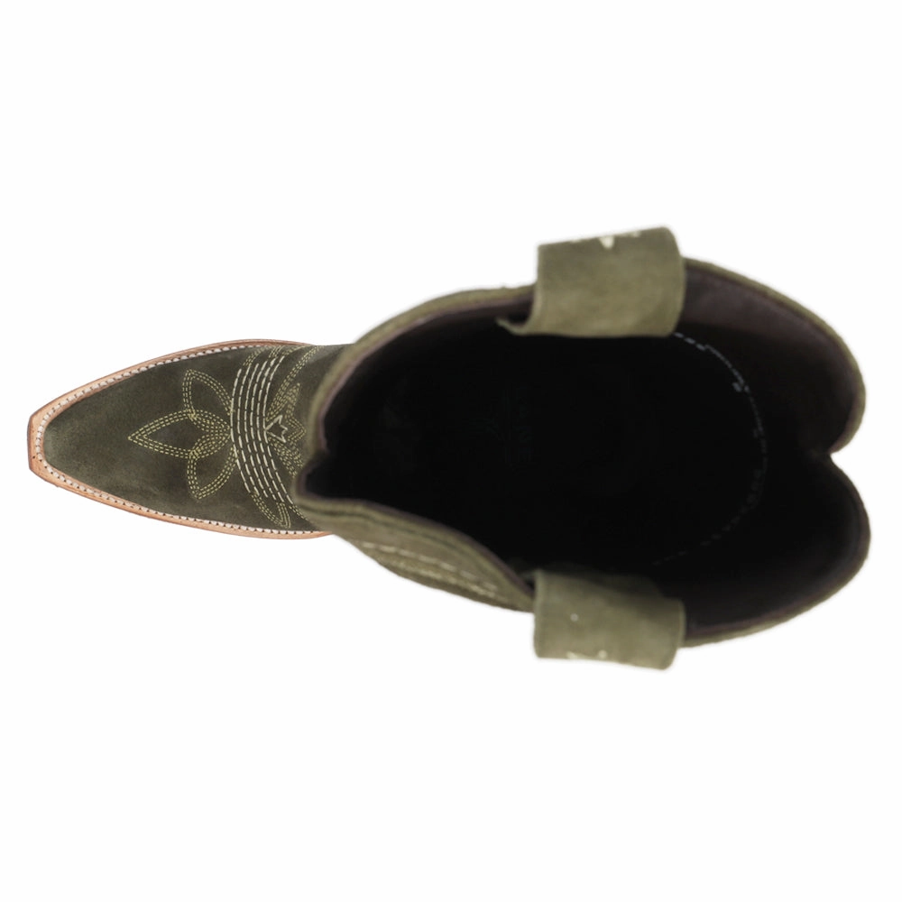 Squash Blossom Embroidered Snip Toe Cowboy Boot Deep Freeze