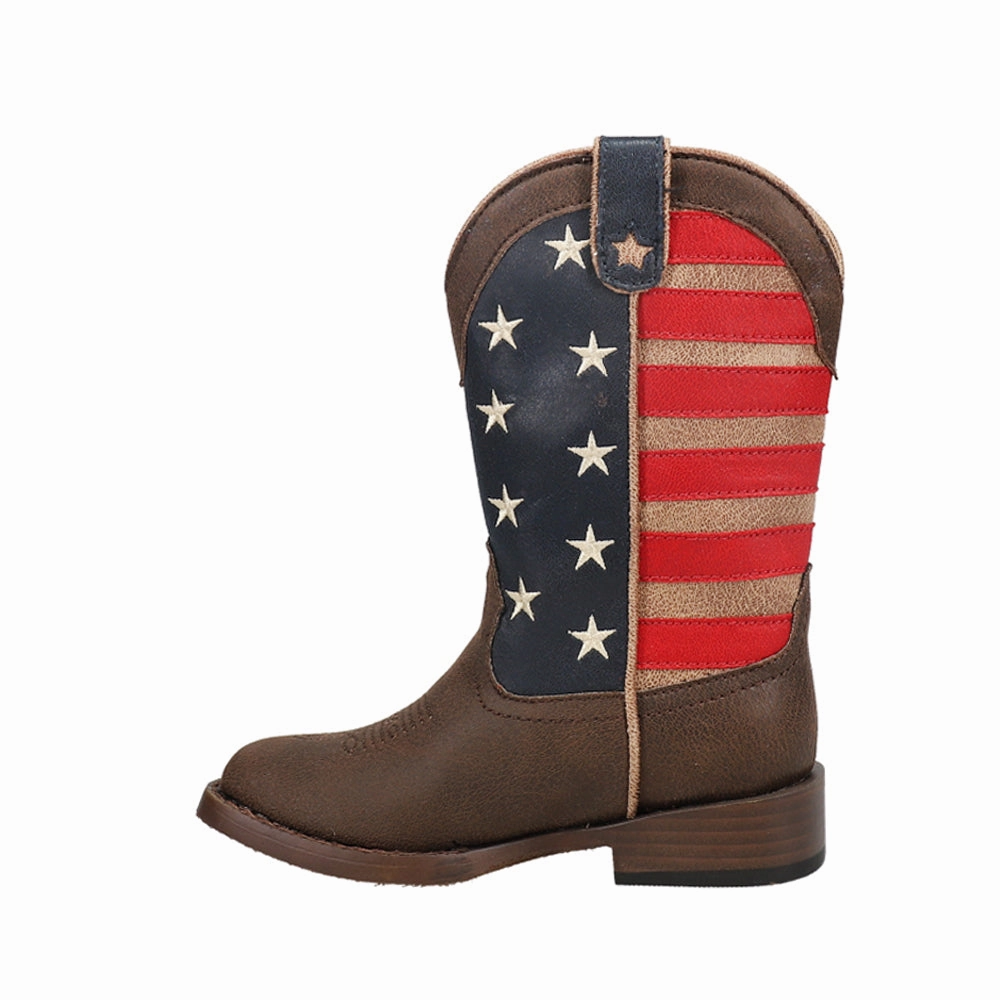 American Patriotic Square Toe Cowboy Boots (Little Kid) Comfortable Balance