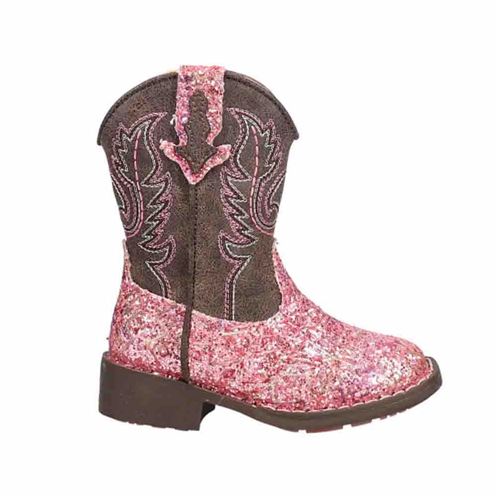 Textile Lining Aztec Glitter Square Toe Cowboy Boots (Toddler)