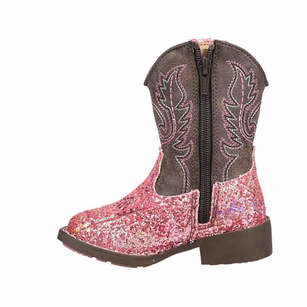 Aztec Glitter Square Toe Cowboy Boots (Toddler) Reinforced Form Backcountry Camper