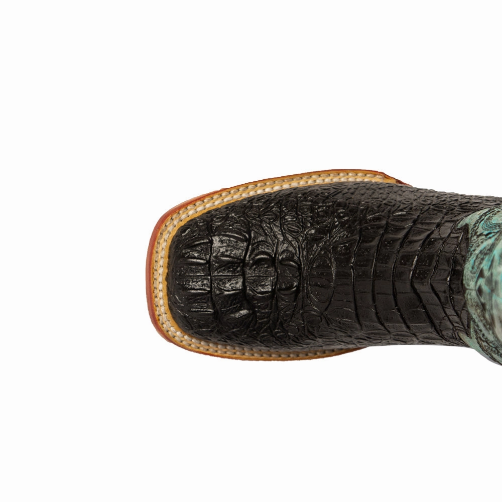 Stampede Croco Print Square Toe Cowboy Boots Seamless Fit Stylish Look