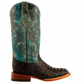 Stampede Croco Print Square Toe Cowboy Boots Slim Profile
