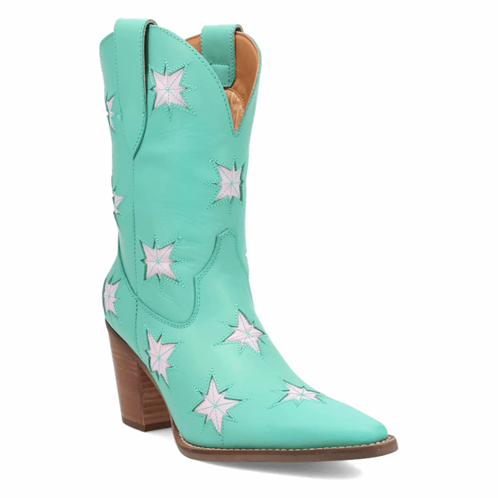Trail Strength Starburst Tooled Inlay Snip Toe Pull On Cowboy Booties
