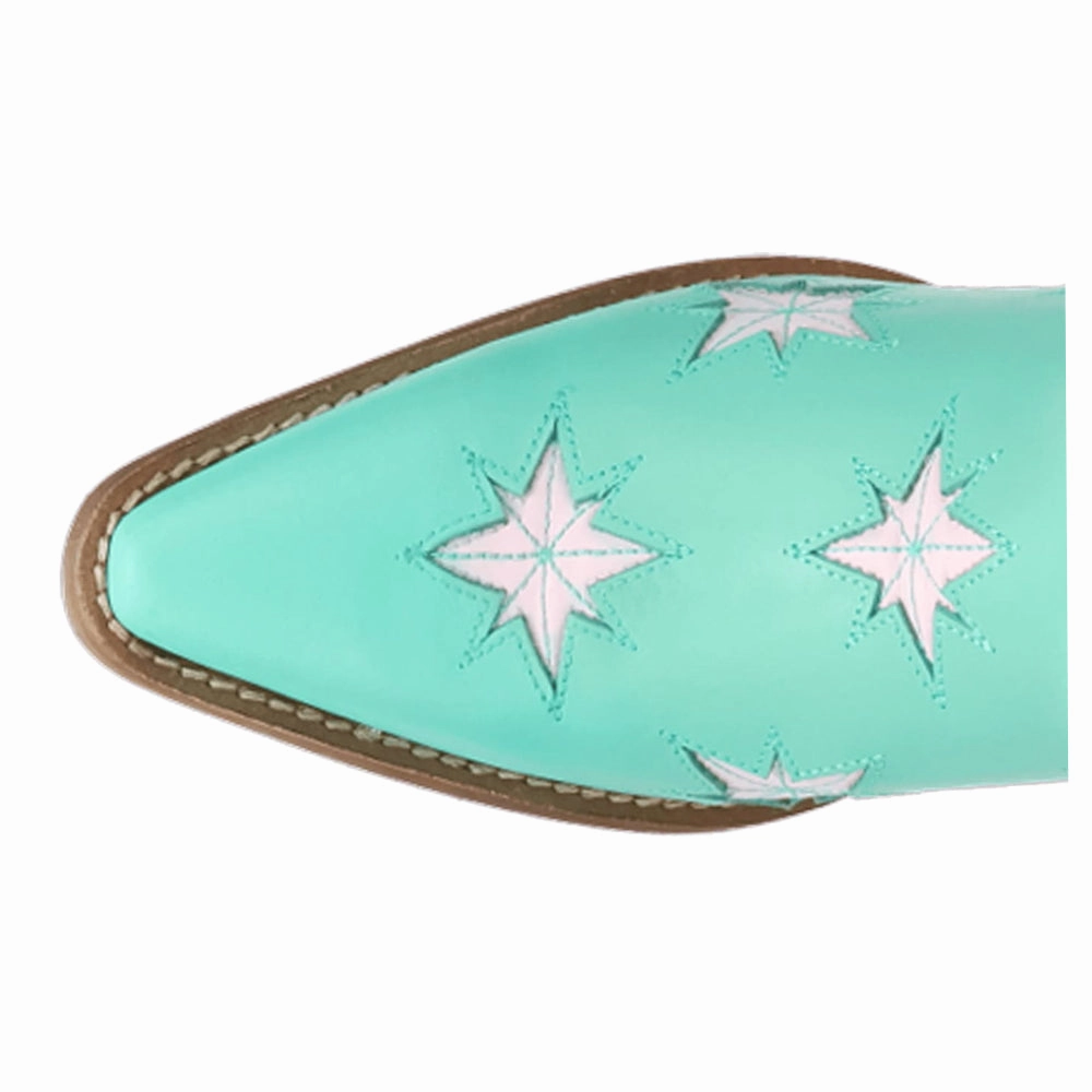 Cushioned heel Bootie Cut Starburst Tooled Inlay Snip Toe Pull On Cowboy Booties