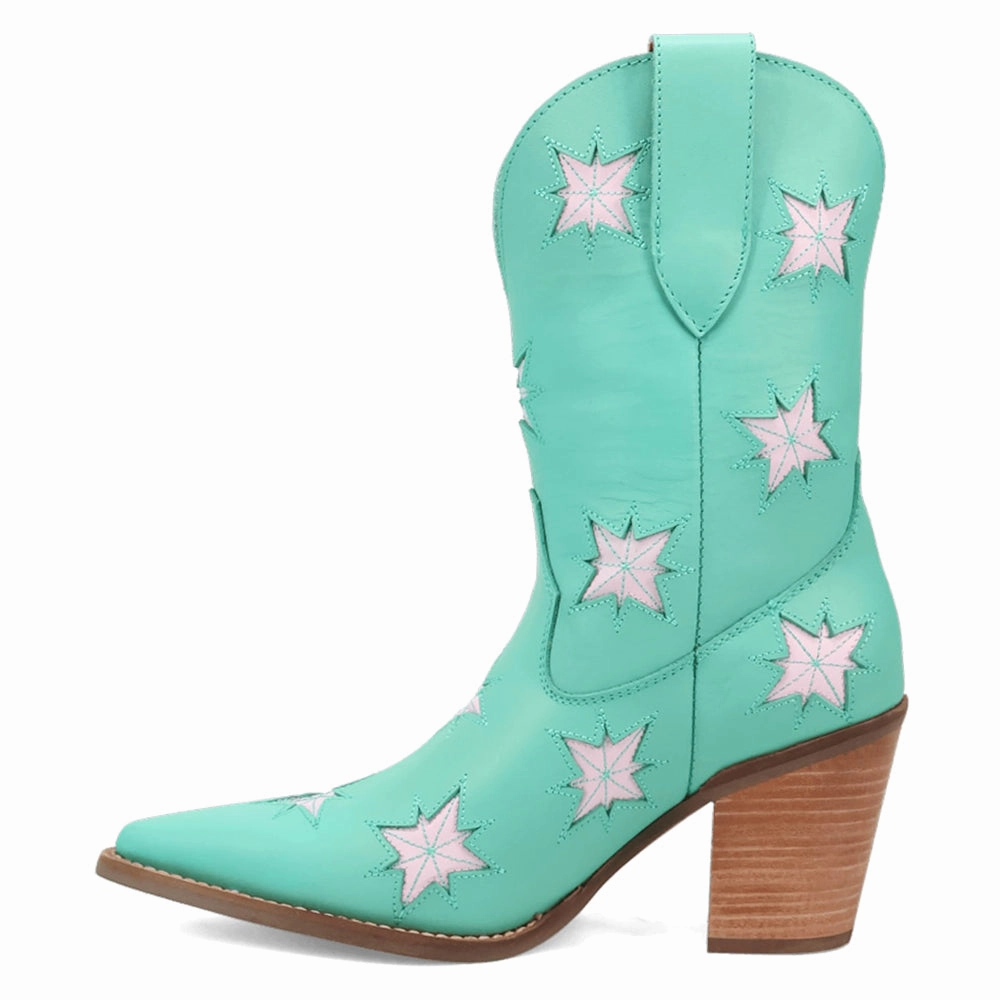 Starburst Tooled Inlay Snip Toe Pull On Cowboy Booties Resort Mode