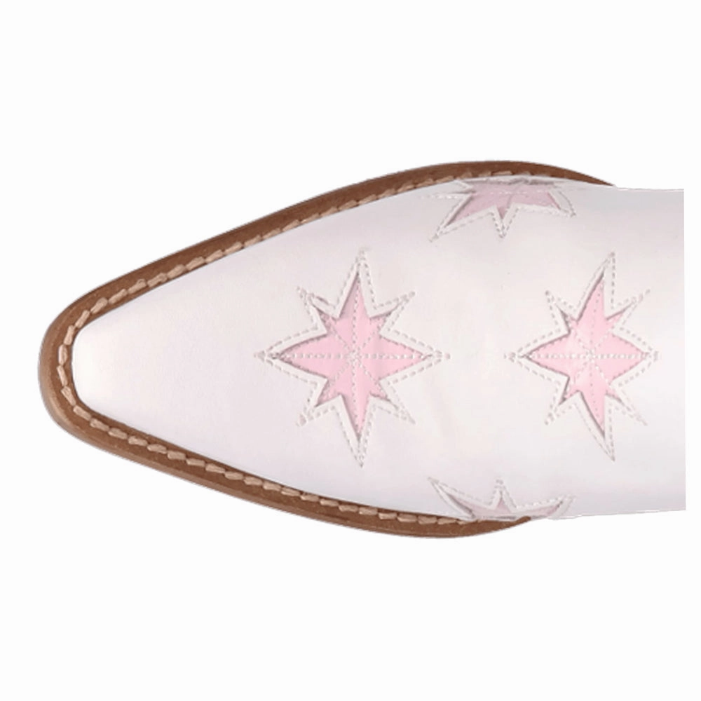 Starburst Tooled Inlay Snip Toe Pull On Cowboy Booties Outdoor Tough Quick Pull