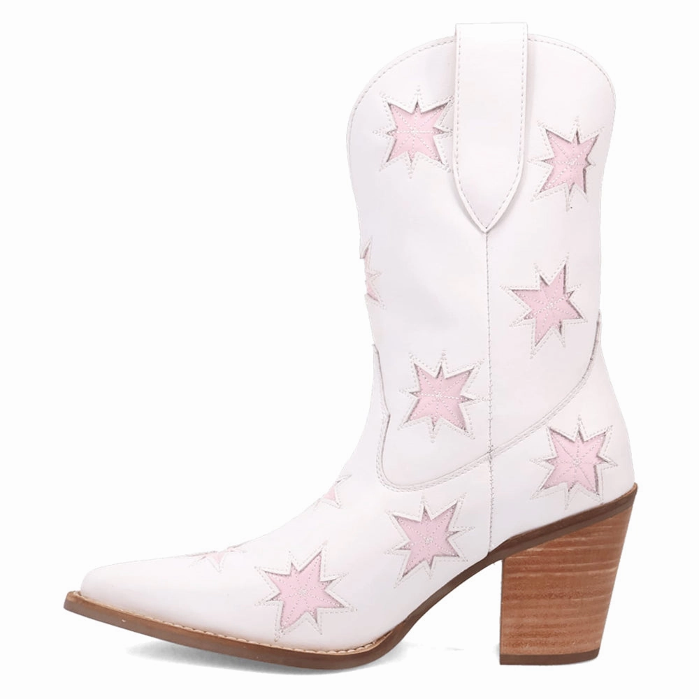 Protective Finish All Day Wear Built Tough Starburst Tooled Inlay Snip Toe Pull On Cowboy Booties