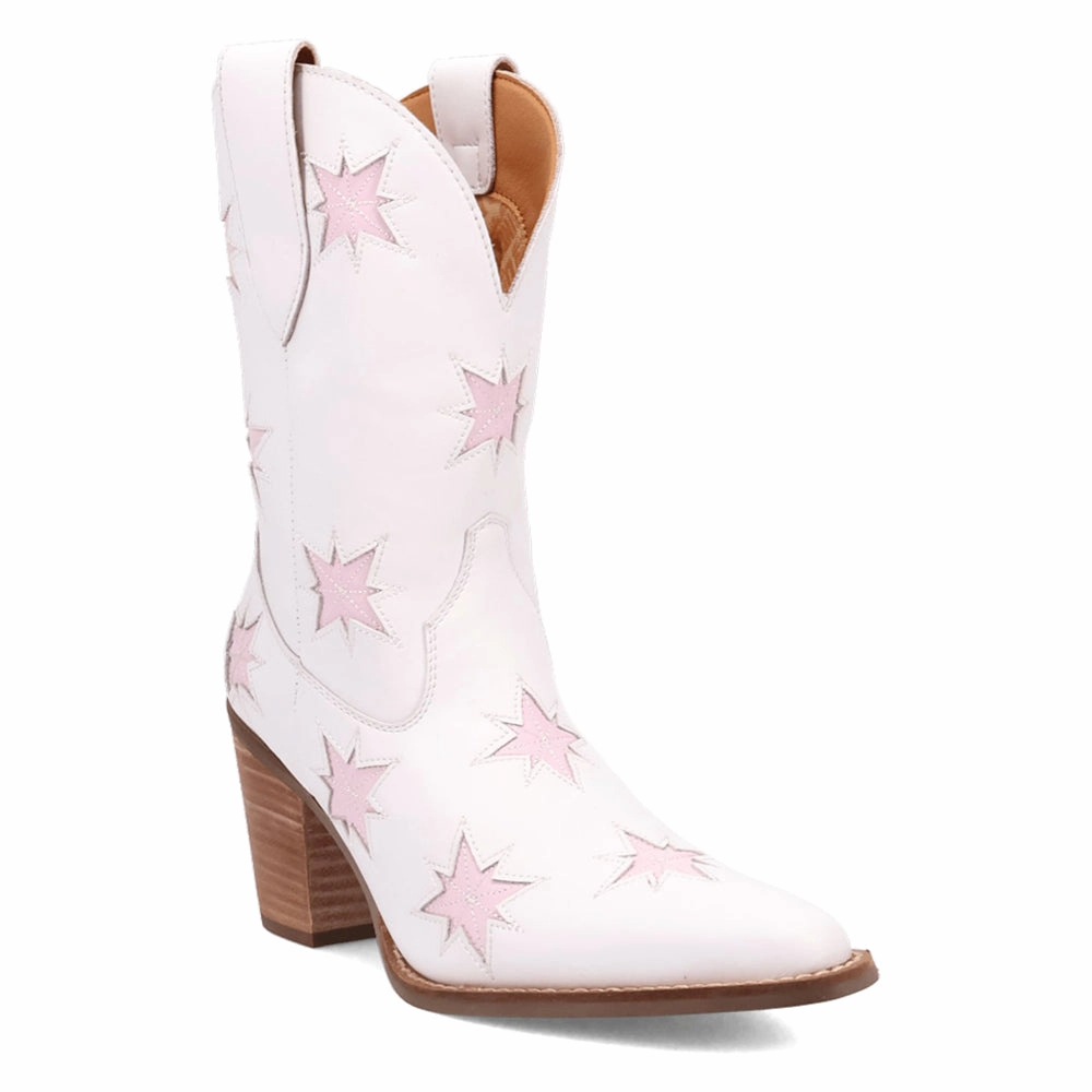 Party Goer Weekend Trip Starburst Tooled Inlay Snip Toe Pull On Cowboy Booties