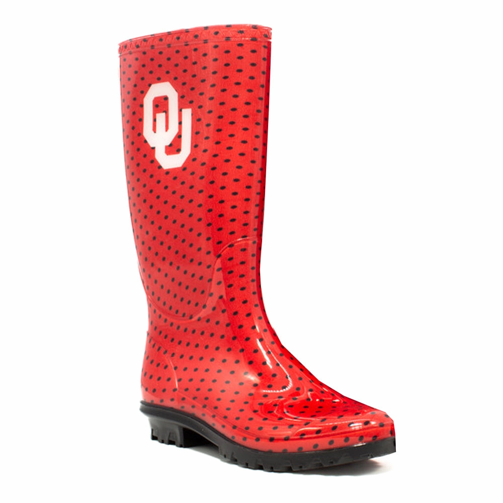 University of Oklahoma Polka Dot Round Toe Rain Boots Work Day