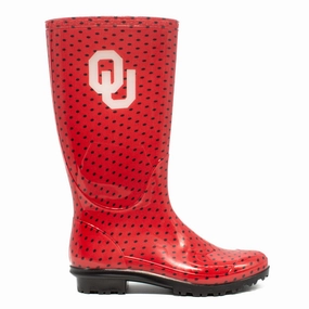 All Weather Cold Weather Commuter Sleek Fit University of Oklahoma Polka Dot Round Toe Rain Boots