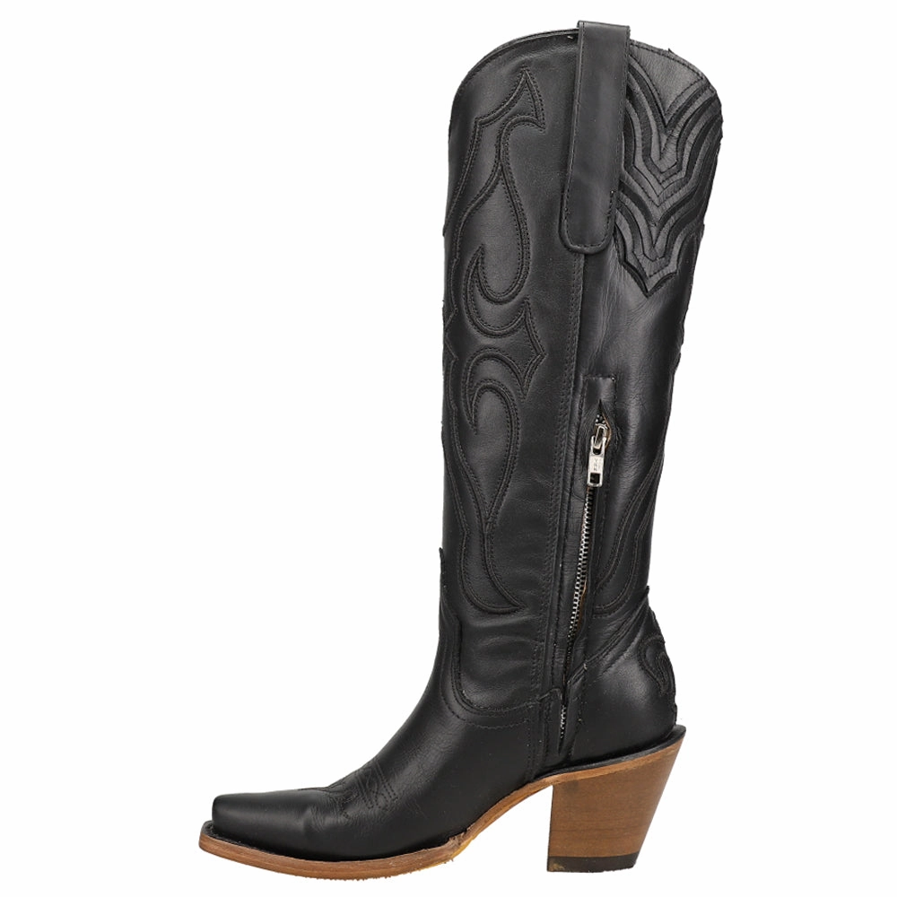 Stitch Pattern Embroidered Snip Toe Cowboy Boots Waterproof Protection