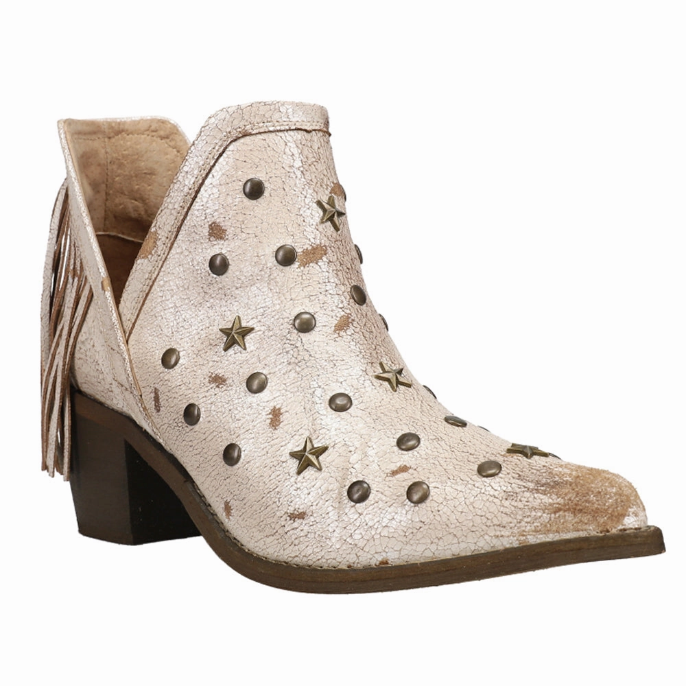 Rough Path Washable Studded Fringe Pointed Toe Cowboy Booties