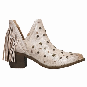 Studded Fringe Pointed Toe Cowboy Booties Rodeo Event Leather Material