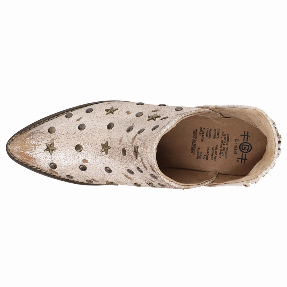 Studded Fringe Pointed Toe Cowboy Booties Waterproof Windy Weather Comfortable Design